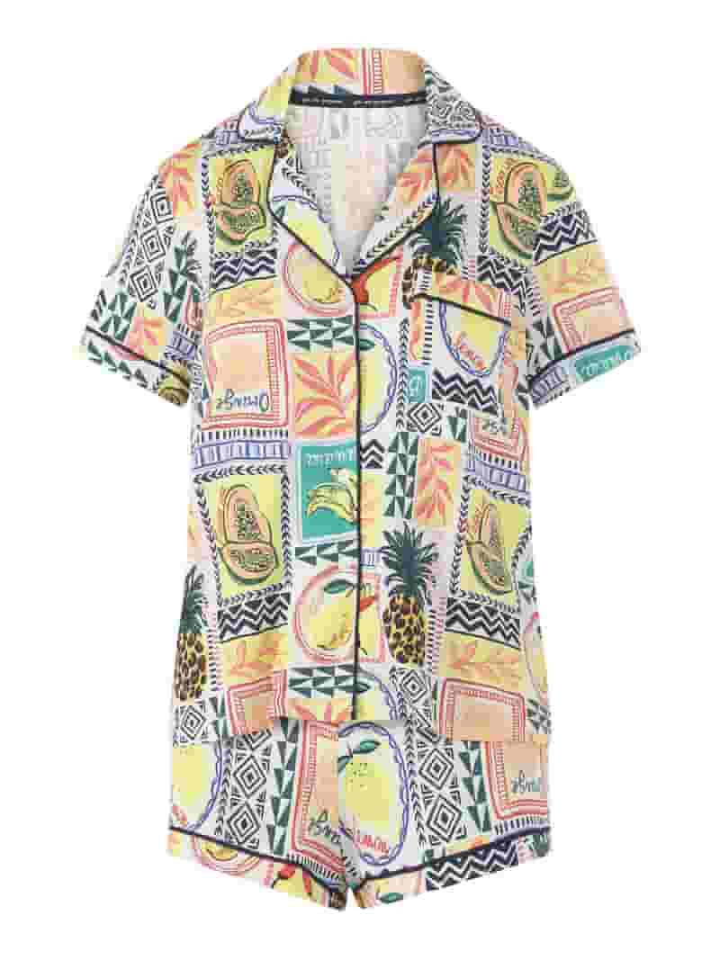 Joyspun Women’s Notch Collar Top and Shorts Pajama Set with Piping, 2-Piece, Sizes XS-3X - Walm... | Walmart (US)