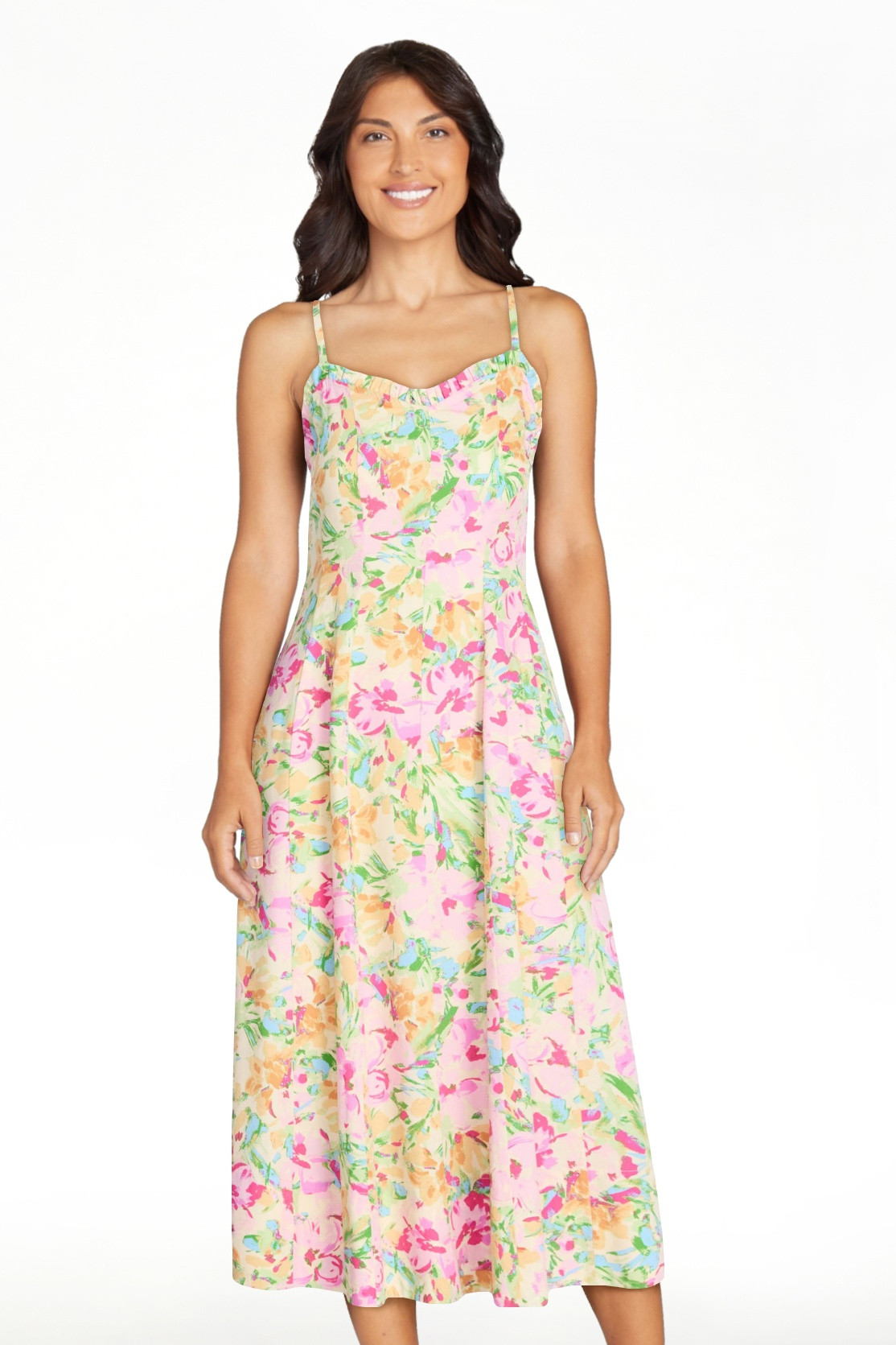 Free Assembly Women's Cotton Panel Midi Dress with Sweetheart Neckline, Sizes XS-XXL | Walmart (US)