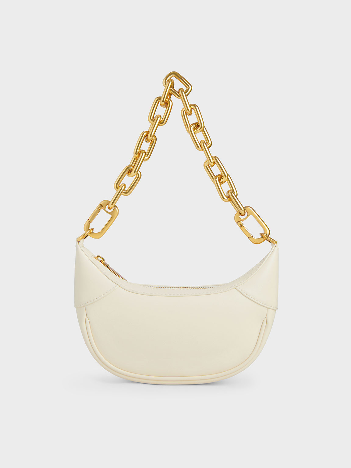 Cream Shalia Chain-Handle Moon Bag | CHARLES & KEITH | Charles & Keith US