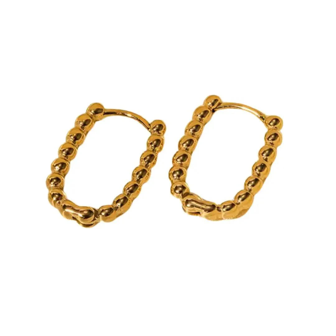 Golden Beaded Hoop Earrings - Ahava J | Ahava Jewels