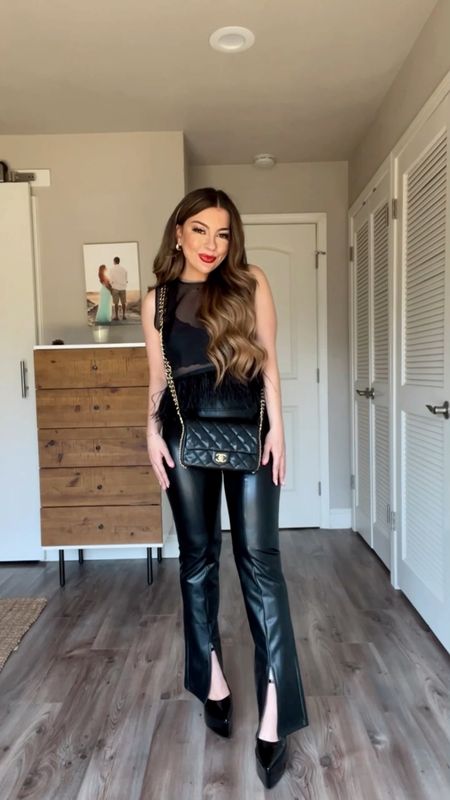 All black for Valentine’s Day, Vegas or a concert!

Sheer top with feather hem
Sheer top
Leather pants
Concert outfit
Date night outfit
Vegas outfit
Platform black heels



#LTKFind #LTKshoecrush #LTKSeasonal