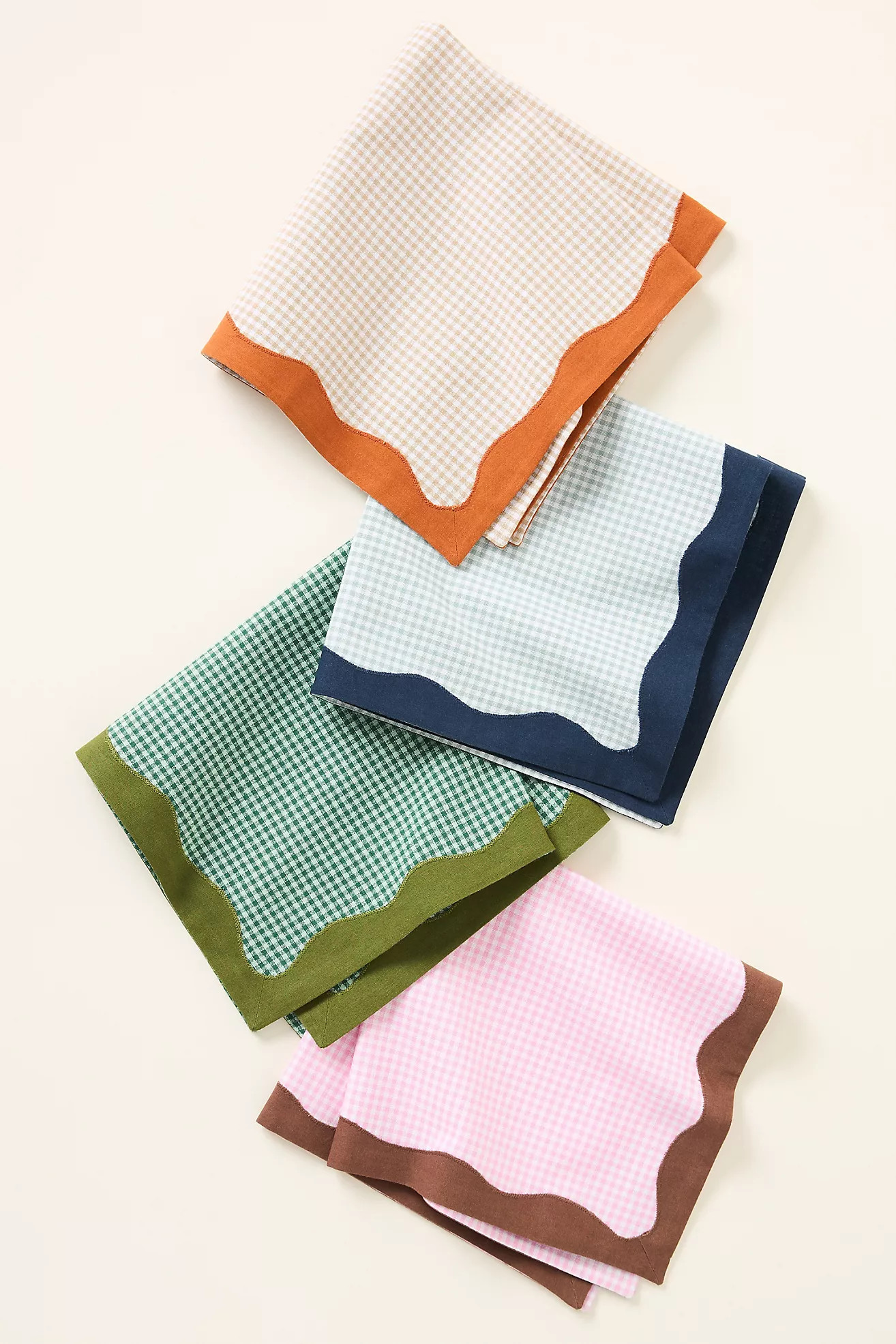 Ruby Scallop-Border Napkins, Set of 4 | Anthropologie (US)