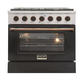 Kucht 36-in Deep recessed 6 burners Convection Oven Freestanding Dual Fuel Range ( Black Gold ) | Lowe's