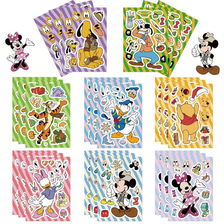 Disney 8pcs Mickeymouse Puzzle Stickers Waterproof Decor Decals For Diy Phone Case Notebook Laptop Water Bottle Gift Sticker,School Supplies,Back To School | SHEIN