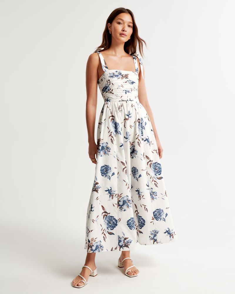 Women's Emerson Tie-Strap Maxi Dress | Women's New Arrivals | Abercrombie.com | Abercrombie & Fitch (US)