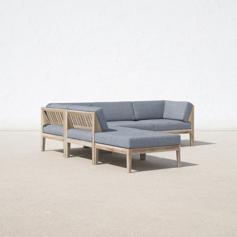 Jurgen Solid Wood 5 - Person Seating Group with Cushions | Wayfair North America