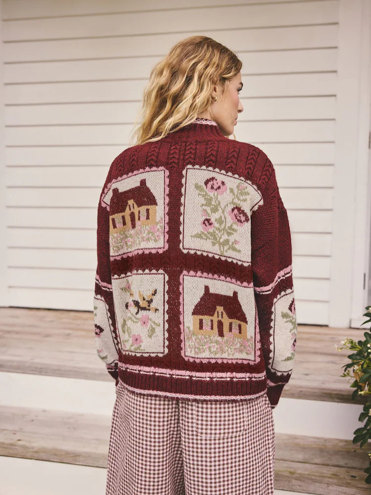 Berry Pink House Knit Cottage Cardigan | Next EU