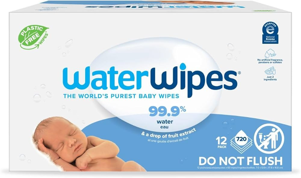 WaterWipes Plastic-Free Original Baby Wipes, 99.9% Water Based Wipes, Unscented & Hypoallergenic ... | Amazon (US)