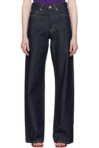 Navy Straight Jeans | SSENSE