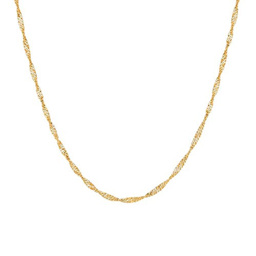 HXYHJY Dainty Gold Singapore Chain Necklace,18K Gold Plated Singapore Chain Necklaces for Women,16" | Amazon (US)