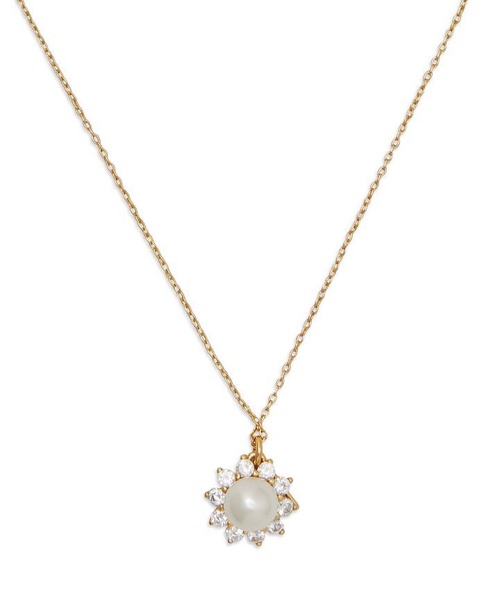 Sunny Pavé & Imitation Pearl Halo Pendant Necklace in Gold Tone, 16"-19" | Bloomingdale's (US)