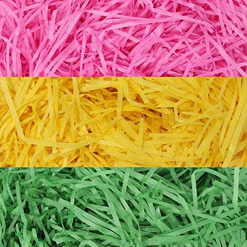Easter Grass Recyclable Paper Shred (Pink, Yellow and Green) Easter Theme Party Decoration for Easte | Amazon (US)
