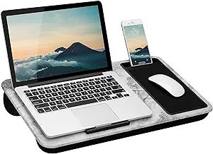 LAPGEAR Home Office Lap Desk with Device Ledge, Mouse Pad, and Phone Holder - White Marble - Fits... | Amazon (US)