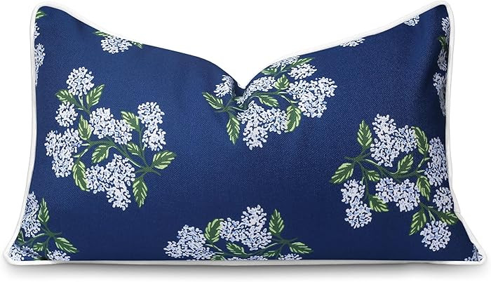 Hofdeco Premium Coastal Patio Indoor Outdoor Lumbar Pillow Cover Only, 12"x20" Water Repellent fo... | Amazon (US)
