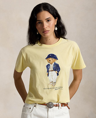 Polo Ralph Lauren Women's Bear Print Crewneck T-Shirt - Macy's | Macy's