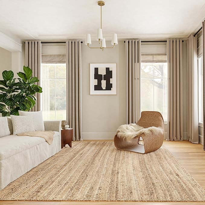 nuLOOM 2x4 Rigo Jute Hand Woven Area Rug, Natural, Solid Farmhouse Design, Natural Fiber, For Bed... | Amazon (US)