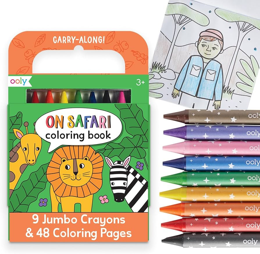Ooly Travel Art Kit with 9 Jumbo Crayons & 48 Themed Coloring Pages & Case for Easy Traveling Art... | Amazon (US)
