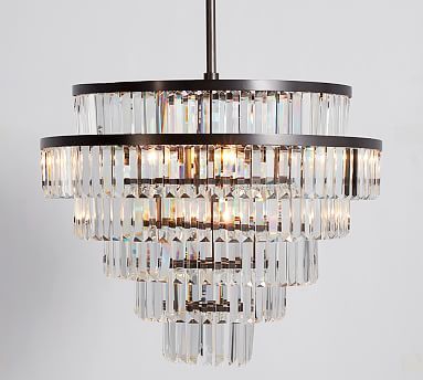 Gemma Round Crystal Tiered Chandelier, Large, 26"" Diameter | Pottery Barn (US)
