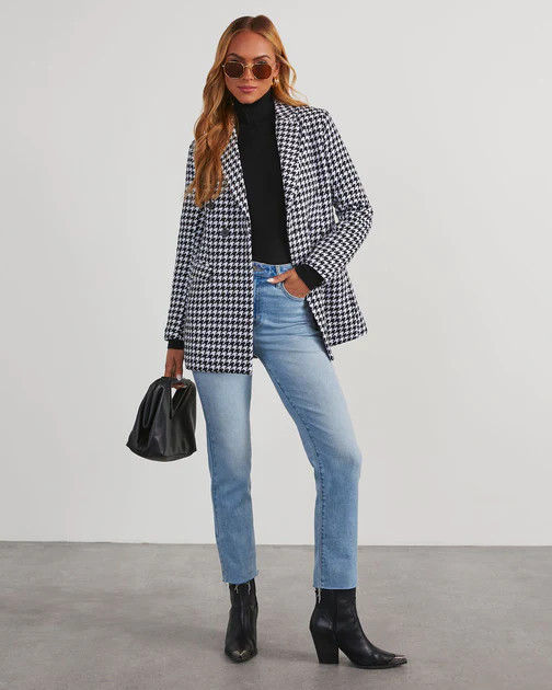 Goal Chaser Pocketed Houndstooth Blazer - Black | VICI