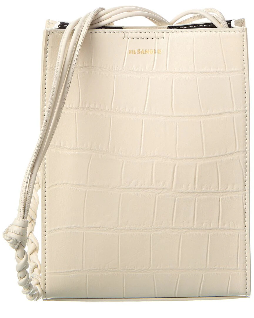 Jil Sander Tangle Small Croc-Embossed Leather Shoulder Bag | Shop Simon