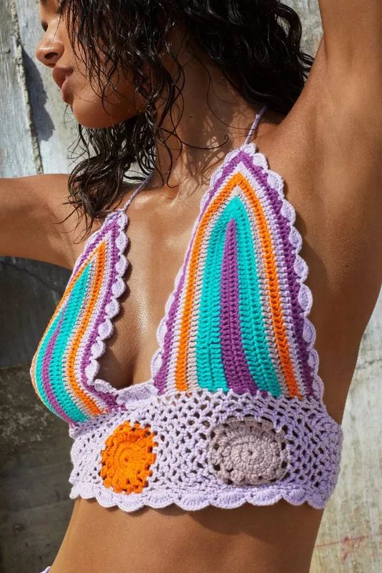 Multi Stripe Crochet Bralette | Nasty Gal (US)