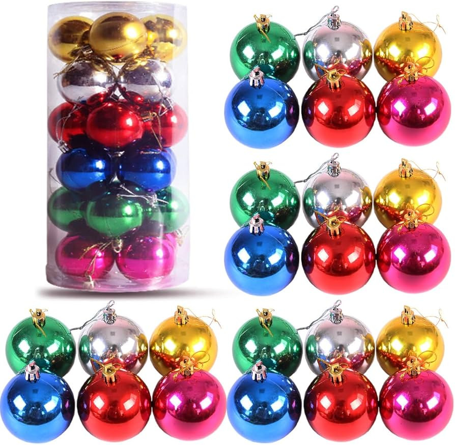 60mm 24ct Christmas Balls Ornaments Christmas Decorations for Home Christmas Tree Ornaments Shatt... | Amazon (US)