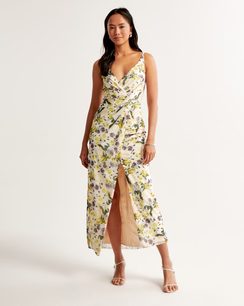 Women's Mesh Twist Wrap Maxi Dress | Women's The A&F Wedding Shop | Abercrombie.com | Abercrombie & Fitch (US)
