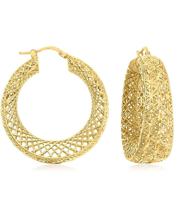 Ross-Simons Italian 18kt Gold Over Sterling Openwork Hoop Earrings | Amazon (US)