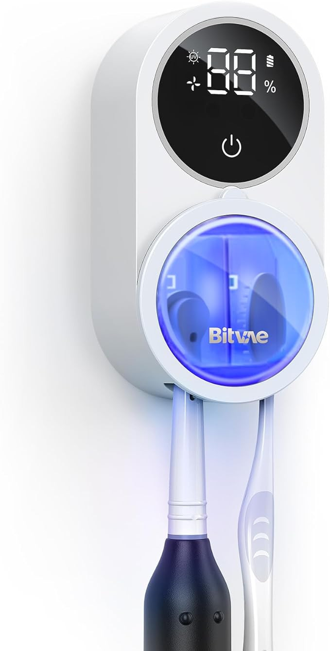Bitvae Toothbrush Cleaner & Toothbrush Holder, Cleaning and Air Drying, LED Smart Screen, Recharg... | Amazon (US)