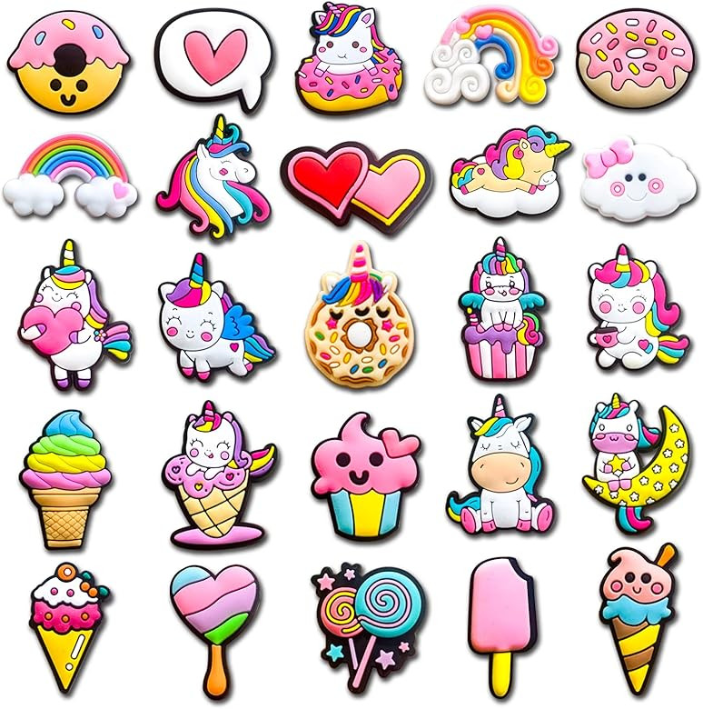25 42Pcs Unicorn Shoe Decoration Charms for Clogs Sandals, Cute Rainbow Shoe Accessories Charms f... | Amazon (US)