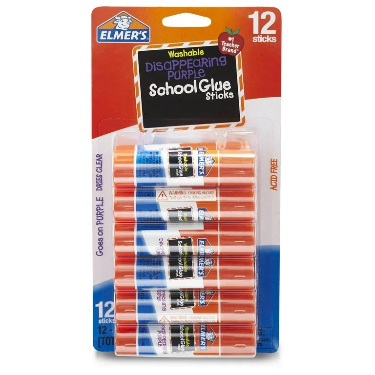 Elmer's Disappearing Purple Washable School Glue Sticks, 6 Gram, 12 Count | Walmart (US)