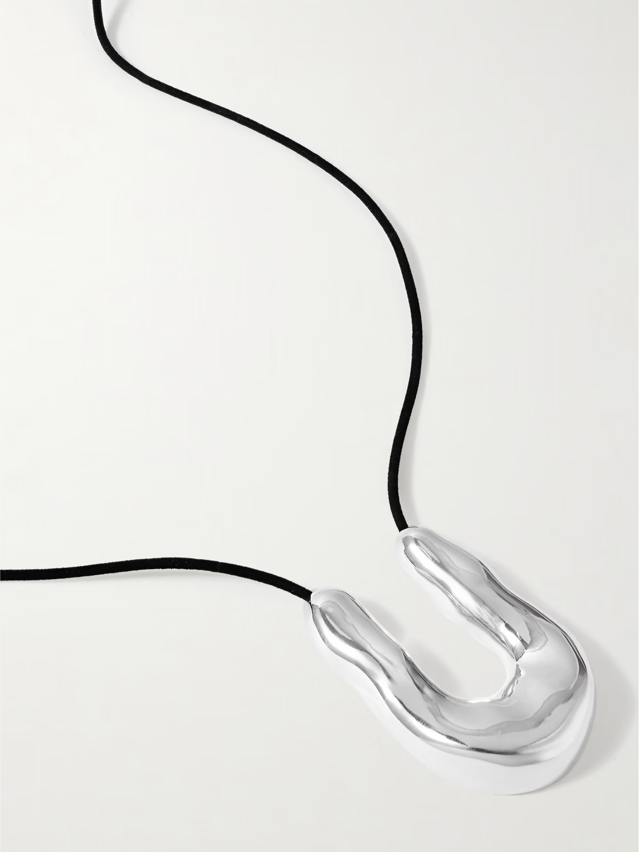 AGMES - Large Wishbone Suede And Sterling Silver Necklace - One size | NET-A-PORTER (UK & EU)