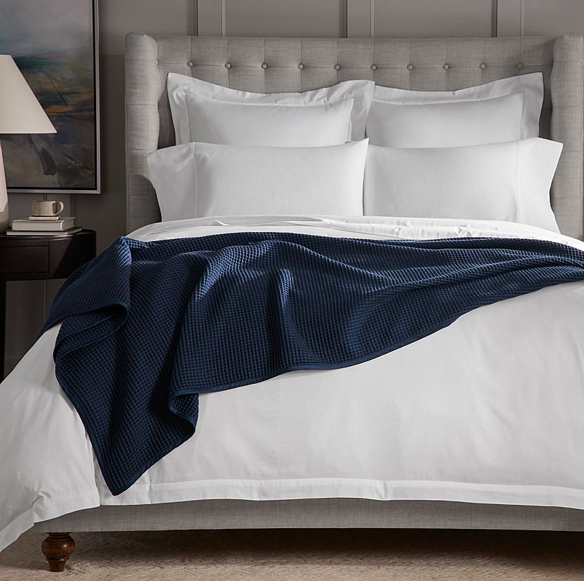 Navy Waffle Bed Blanket | Boll & Branch