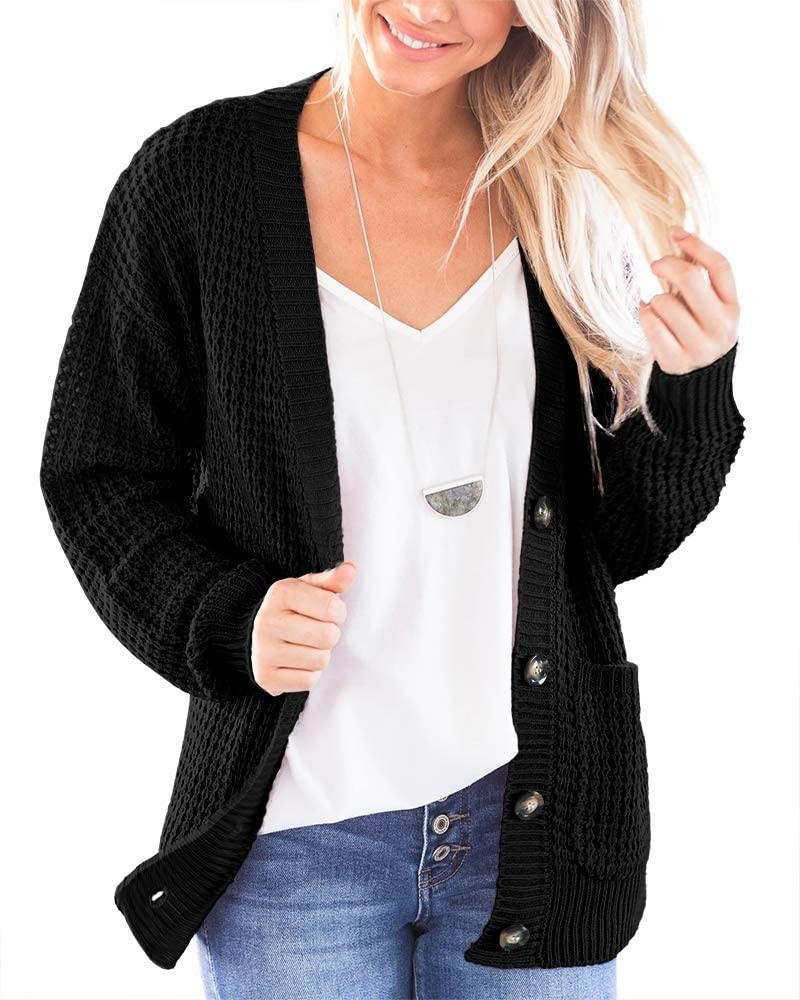 Imily Bela Womens Button Down Cardigans Open Front Long Sleeve Waffle Knit Fall Sweaters Coat wit... | Amazon (US)