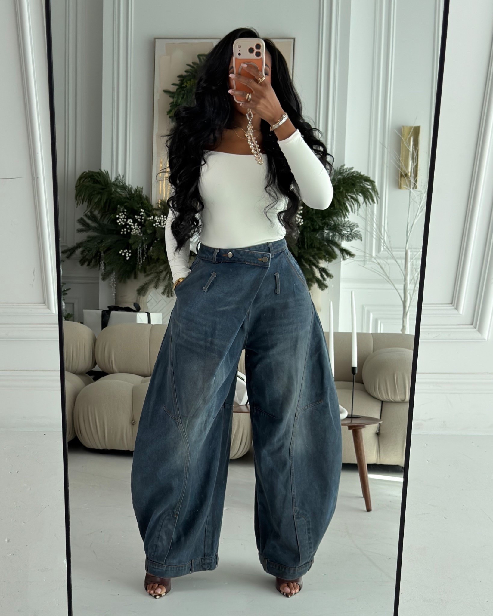 Clean lines, effortless shape, and that everyday-polished vibe that never goes out of style.

This off-the-shoulder white top paired with dramatic wide-leg denim is one of those outfits that instantly elevates your closet. It’s minimal, flattering, and easy to dress up or down depending on how you style it.

Worn together or styled separately, the cost per wear drops fast — these are true staple pieces you’ll keep reaching for season after season.

Perfect for brunch dates, casual meetings, daytime events, travel days, content creation, and elevated everyday wear.

📏 Fit + Details:
• White off-the-shoulder top — smooth, stretchy fabric, holds shape, true to size  
• Wide-leg jeans — structured denim, relaxed leg, flattering high-rise fit  

📏 Sizing:
Top: Size Small  
Jeans: 27 Long  

📏 Measurements:
5’4” · 138 lbs · 34D · 27” waist · 40” hips  

Styled multiple ways, wide leg jeans outfit, white top styling ideas, modern capsule wardrobe, elevated casual outfit, everyday chic denim, long-term wardrobe staples that work year-round.

Follow me on Instagram and YouTube @kirasfashionfinds