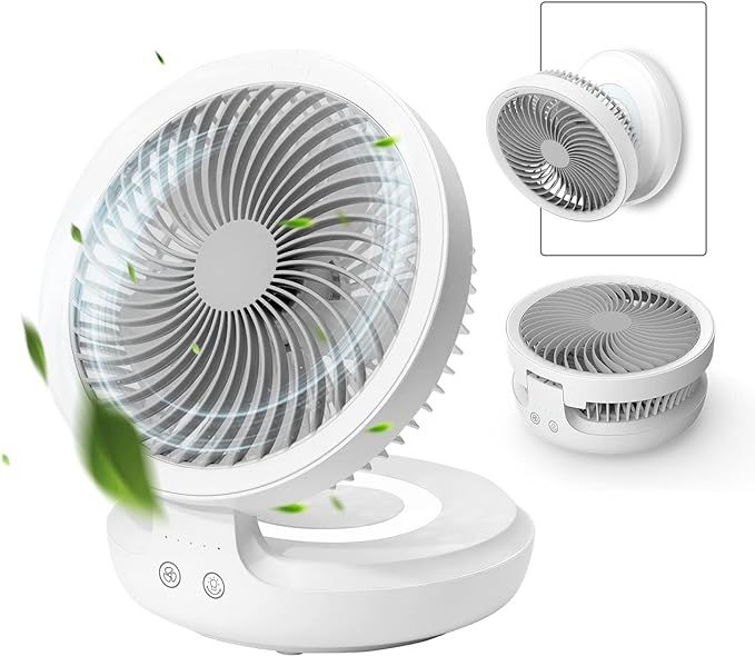 Table Fan, Rechargeable Battery Operated Desk Fan with Auto Oscillation 90 Foldable Ultra Quiet 4... | Amazon (US)
