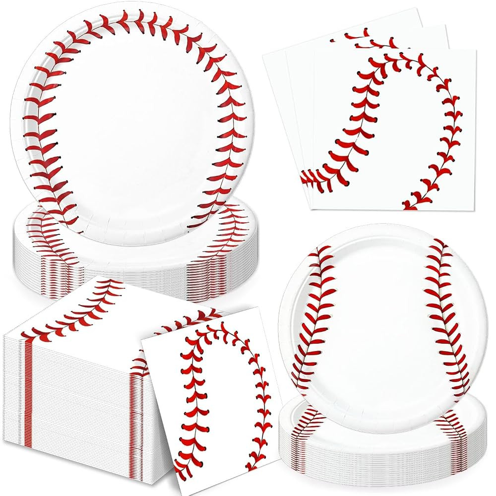 60 PCS Baseball Birthday Decorations, Baseball Plates and Napkins Tableware Set for Game Day & Bi... | Amazon (US)