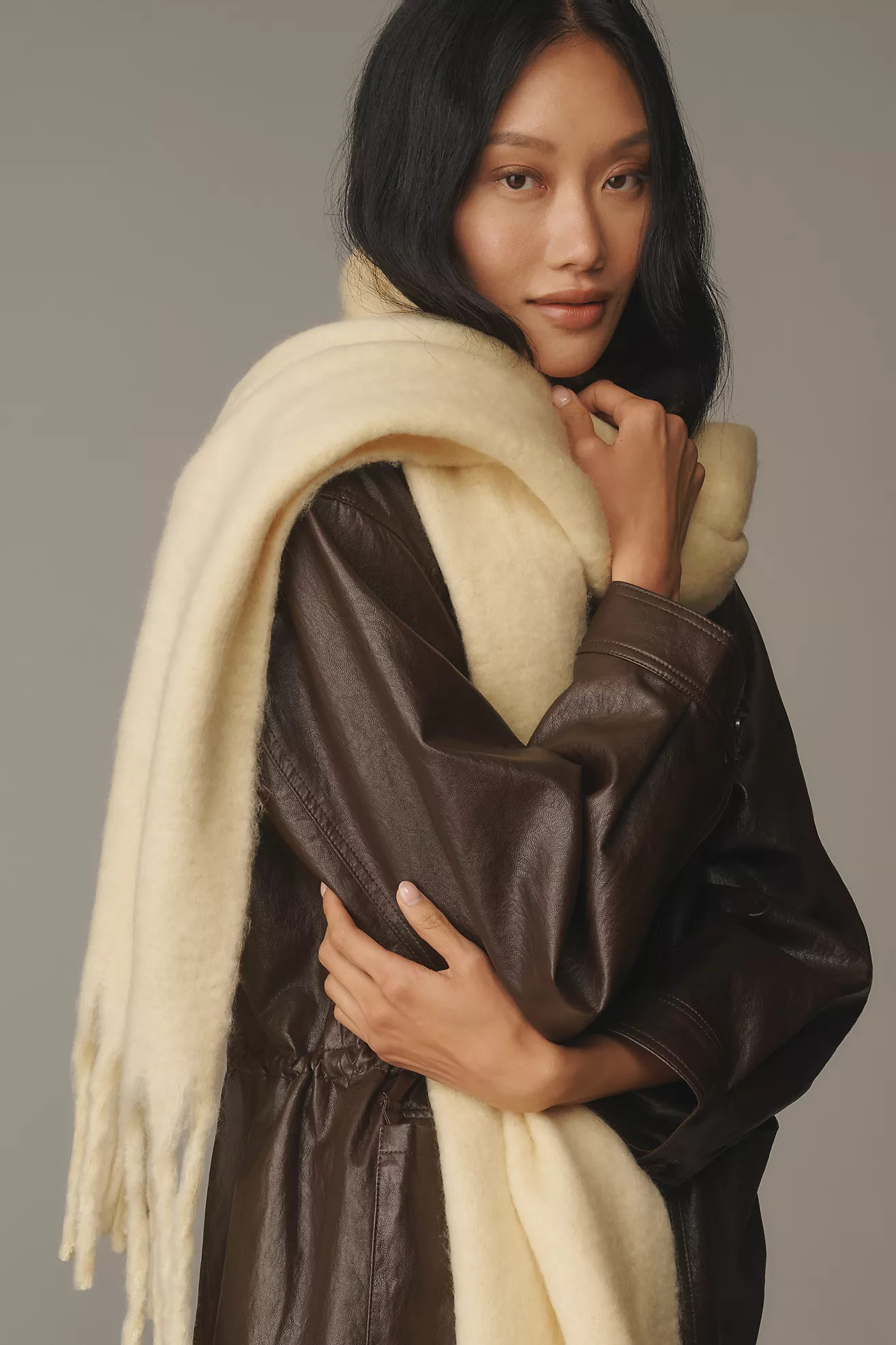 Maeve Solid Brushed Fringe Scarf | Anthropologie (US)