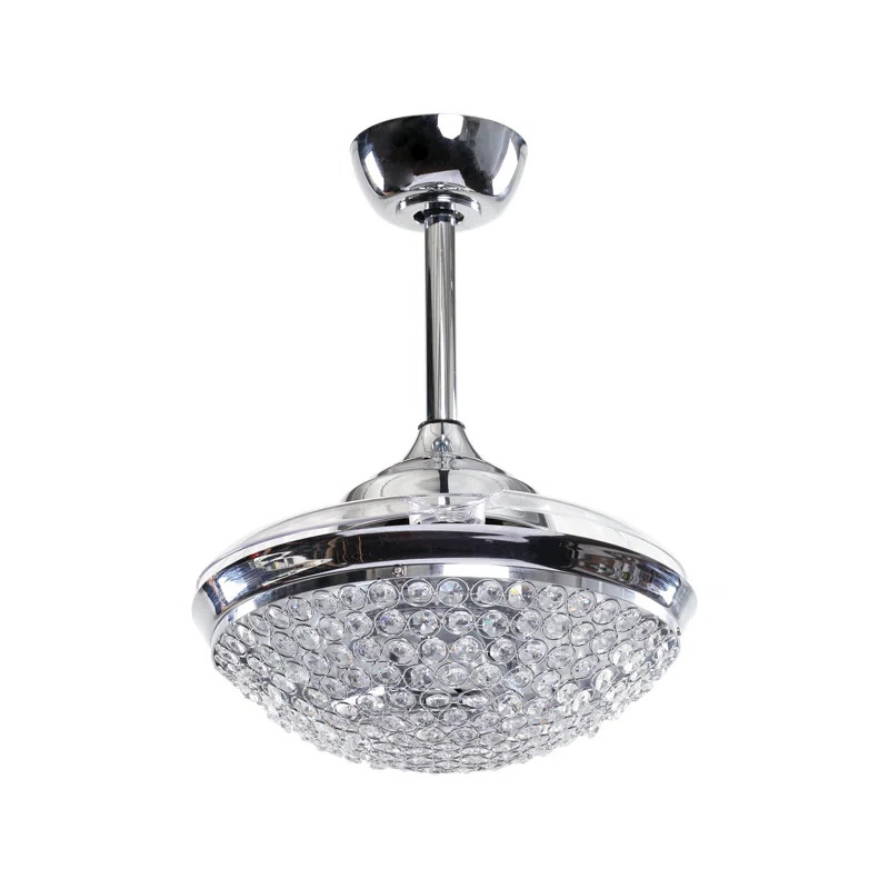 35" Dawndria 3 - Blade Crystal Ceiling Fan with Remote Control and Light Kit Included | Wayfair Professional