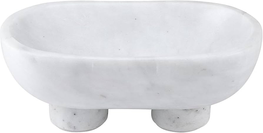 Santa Barbara Design Studio Decorative Bowls Footed Oblong Solid Marble Bowl, Medium, White | Amazon (US)