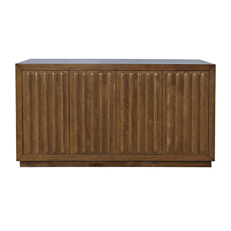 Ragen 60" Mid-Century Modern Fluted Four Door Sideboard Storage Cabinet | Wayfair North America