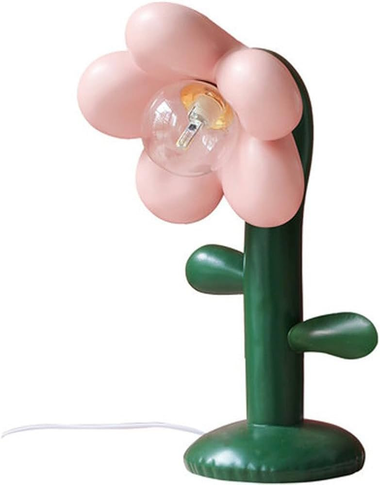 3W Creative Flower Shape Table Lamp Girls' Bedroom Desk Lamp Modern Decorative Living Room Table Lamp Girl's Room Lamp Nightstand Bedside Table Lamp (Pink 2,Warm Light) | Amazon (US)