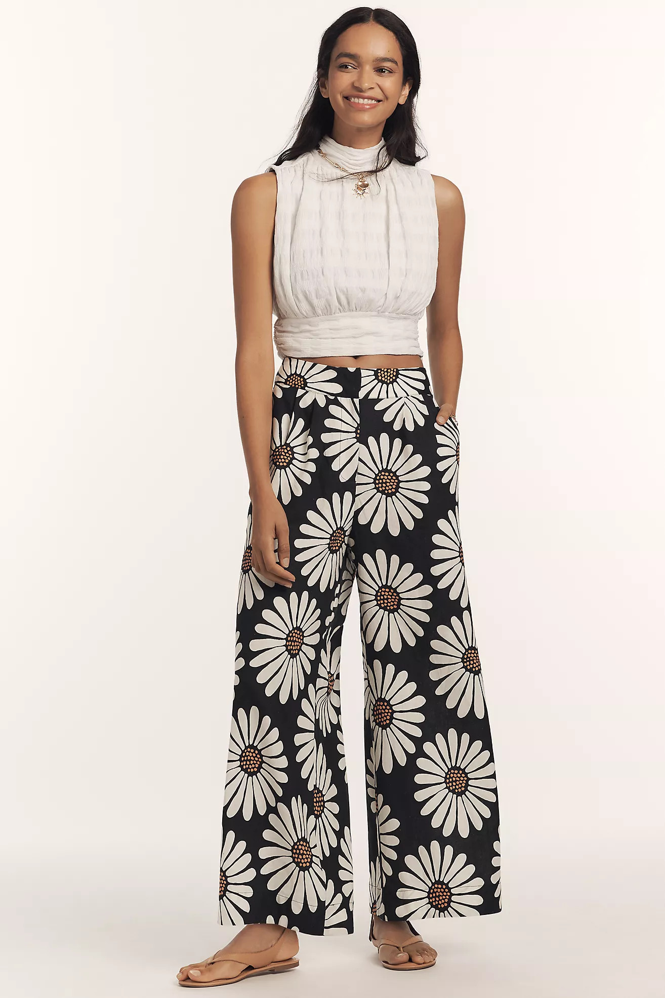Farm Rio x Anthropologie Linen Blend Daisy Wide-Leg Pants | Anthropologie (US)