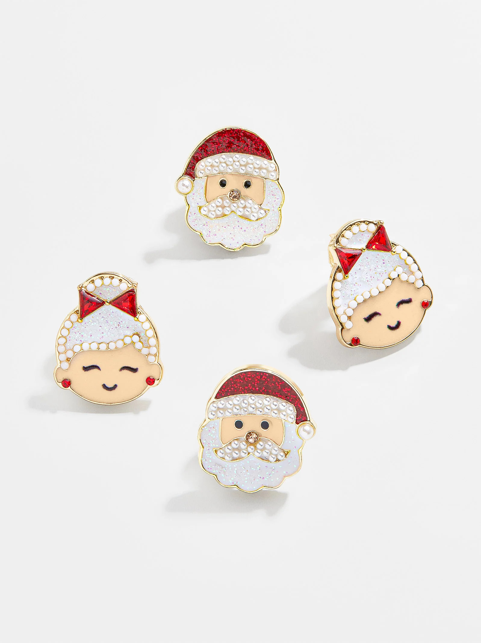 Mr. & Mrs. Claus Kids' Clip-On Earring Set - Red/White | BaubleBar