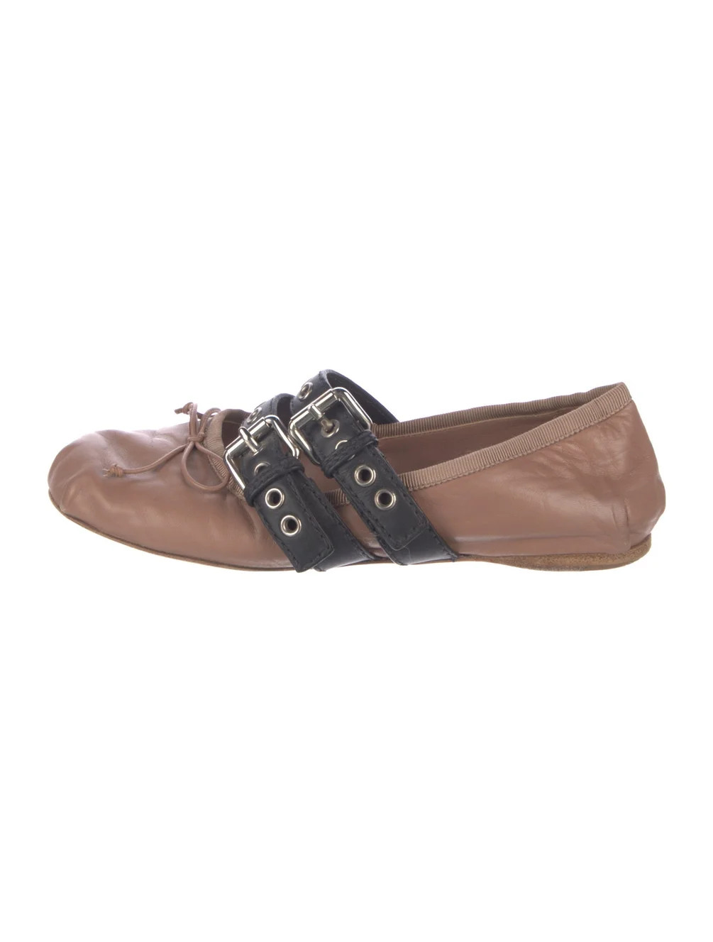 Leather Bow Accents Mary Jane Flats | The RealReal