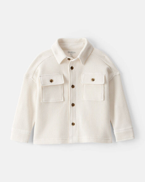 Baby Boy Long-Sleeve Waffle Knit Utility Shirt - White | Carter's Inc