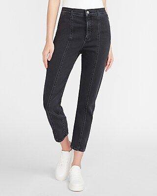 Super High Waisted Black Seamed Slim Jeans | Express