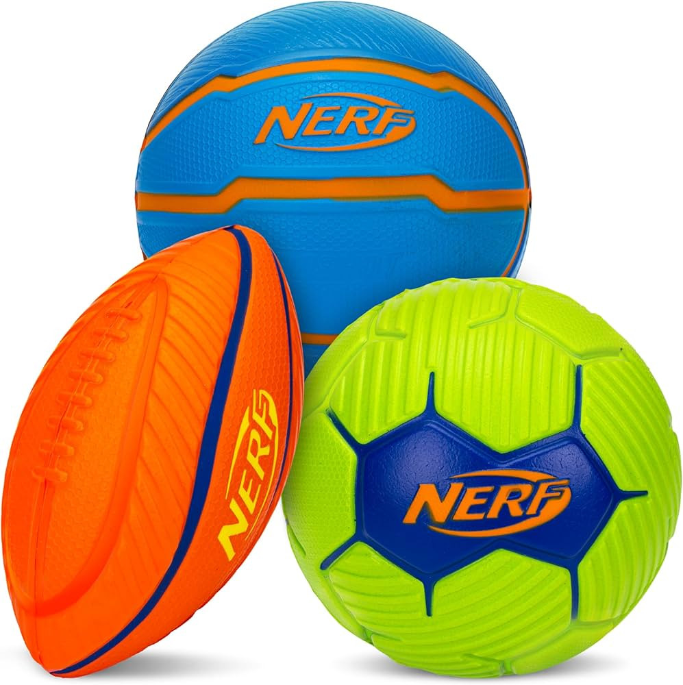 Nerf Micro Foam Sports Ball Set - Kids Foam Micro Football, Soccer Ball + Basketball Set Soft Str... | Amazon (US)