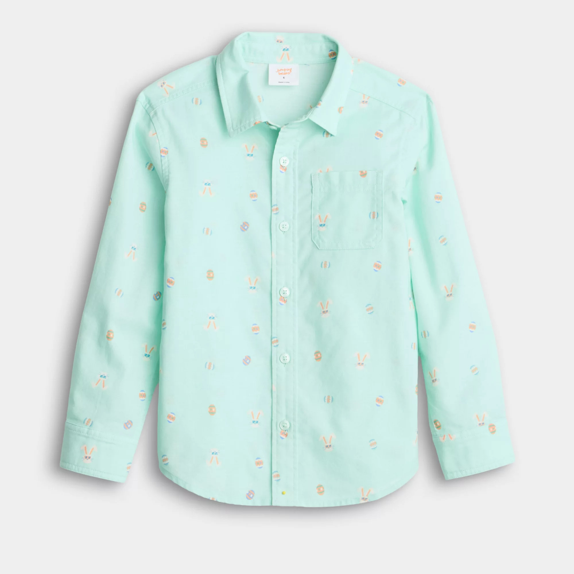 Boys 4-12 Jumping Beans® Long Sleeve Easter Print Woven Button-Down Shirt | Kohl's