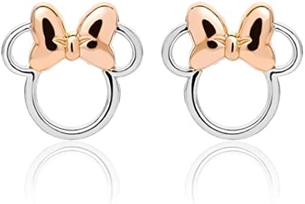 Disney Minnie Mouse Jewelry, Minnie Silhouette Stud Earrings, Two Tone, Sterling Silver | Amazon (US)